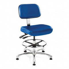 Task Chair: Vinyl, Adjustable Height, 21-1/2 to 31-1/2″ Seat Height, Blue Swivel