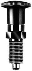 KIPP - 5/8-11, 23mm Thread Length, 8mm Plunger Diam, Lockout Knob Handle Indexing Plunger - Plunger Style C, 26mm Body Length, 74mm OAL, Steel - Benchmark Tooling