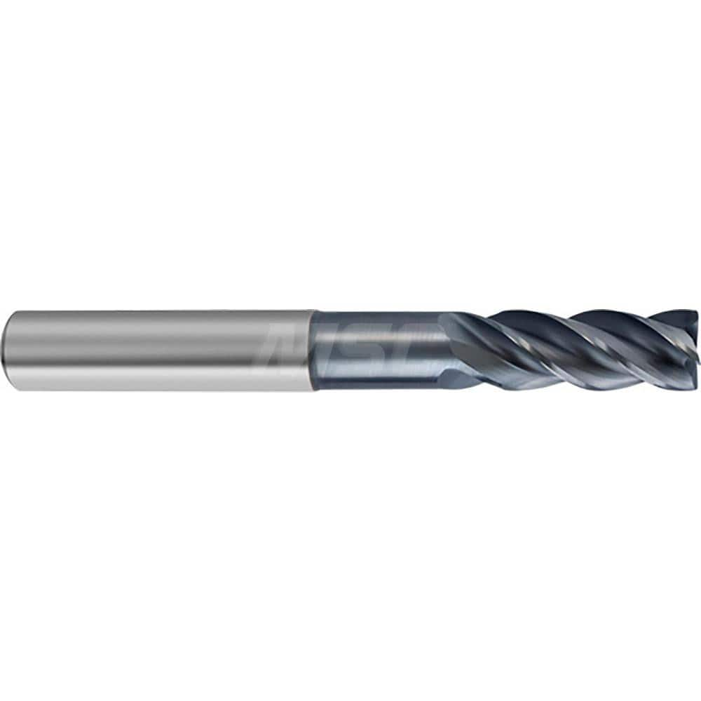 Square End Mill: 28mm LOC, 14mm Shank Dia, 100mm OAL, 4 Flutes, Solid Carbide Single End, AlCrN Finish, Helical Flute, Variable Helix, Centercutting, RH Cut, RH Flute, Series 6480