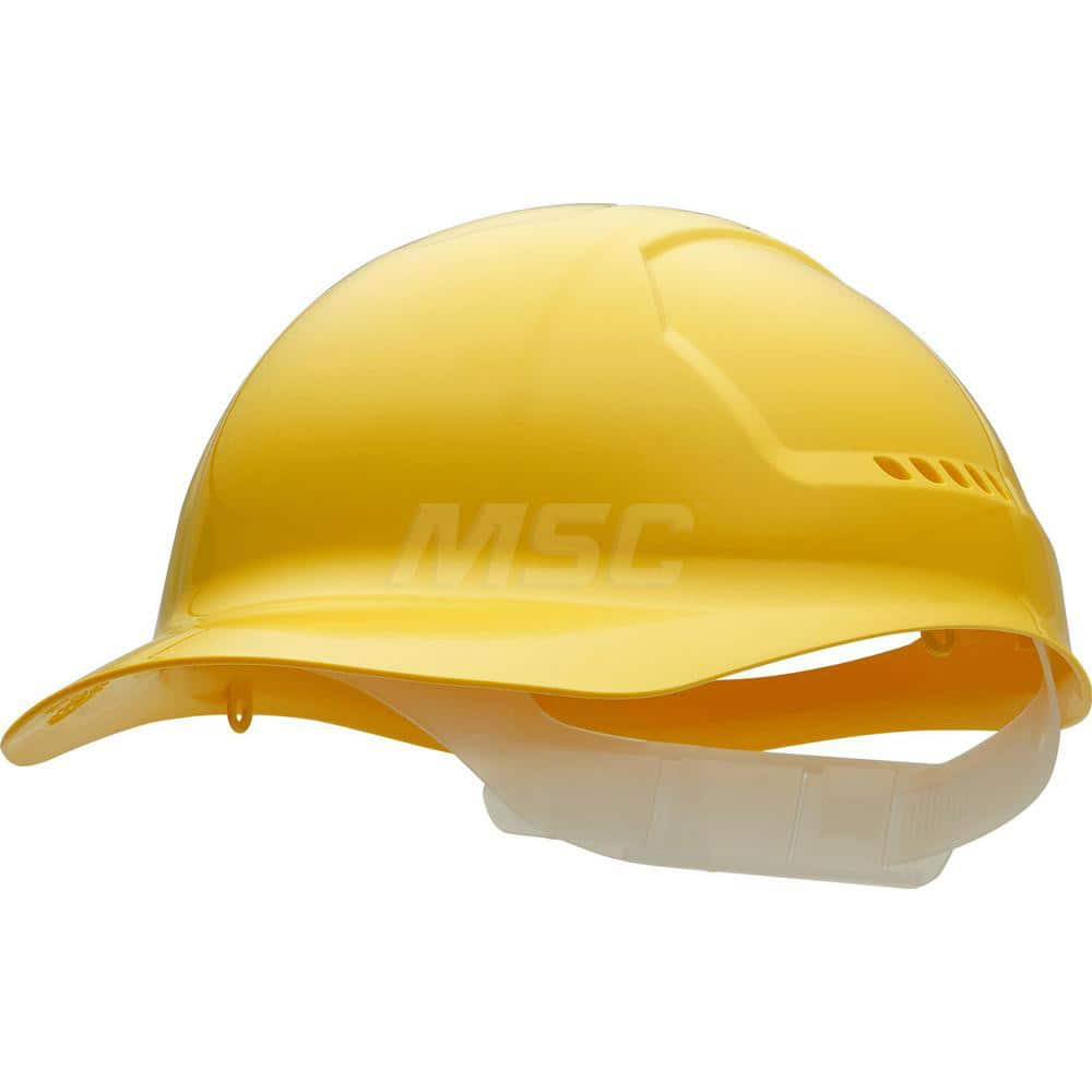 Bump Caps; Bump Cap Type: Front Brim Bump Cap; Material: Plastic; Adjustment Type: Adjustable; Color: Yellow; Vented: Yes; Slotted: No