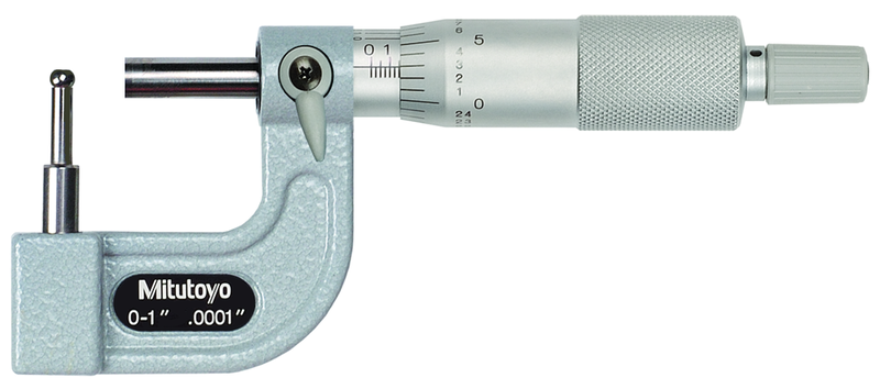 0 - 1'' Measuring Range - .0001 Graduation - Ratchet Thimble - Carbide Face - Tubing Micrometer - Benchmark Tooling