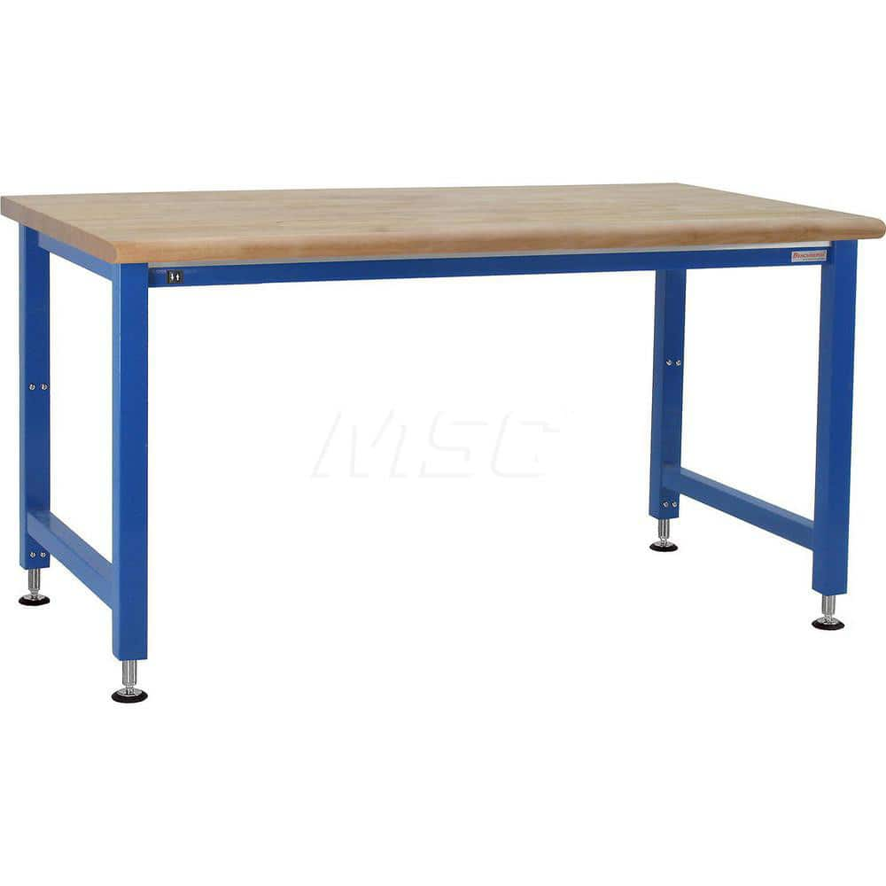 Stationary Work Bench: 72″ Wide, 30″ Deep, 42″ High, Light Blue 1,000 lb Capacity