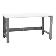 Stationary Work Bench: 72″ Wide, 36″ Deep, 36″ High, Gray & White 1,200 lb Capacity