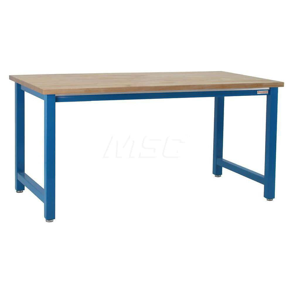 Stationary Work Bench: 72″ Wide, 30″ Deep, 34″ High, Light Blue 6,600 lb Capacity