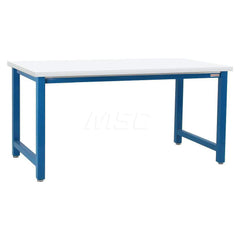 Stationary Work Bench: 60″ Wide, 36″ Deep, 34″ High, Light Blue & White 6,600 lb Capacity