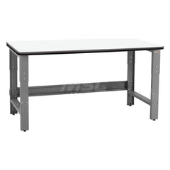 Stationary Work Bench: 120″ Wide, 24″ Deep, 36″ High, Gray & White 1,200 lb Capacity