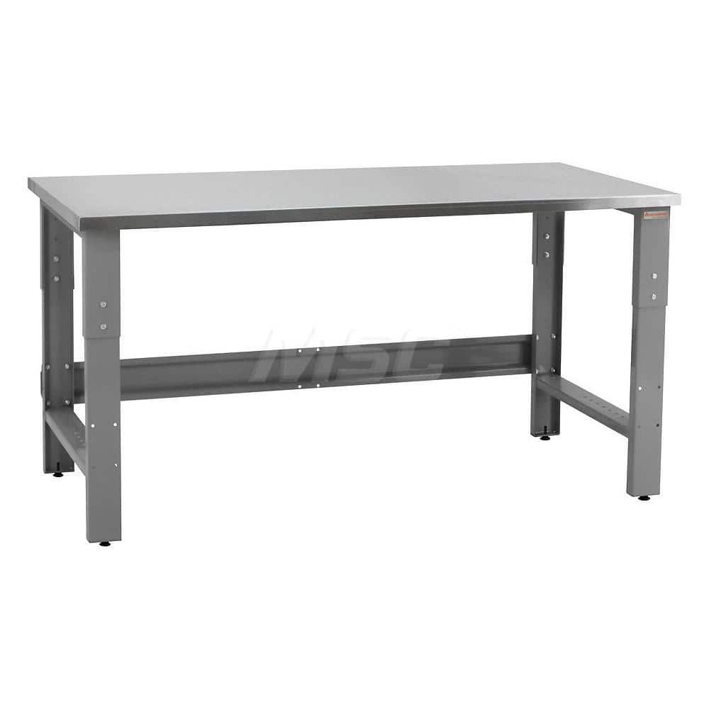 Stationary Work Bench: 96″ Wide, 30″ Deep, 36″ High, Gray 1,200 lb Capacity