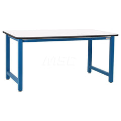 Stationary Work Bench: 72″ Wide, 36″ Deep, 34″ High, Light Blue & White 6,600 lb Capacity