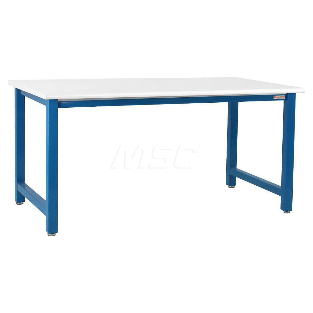 Stationary Work Bench: 36″ Wide, 30″ Deep, 34″ High, Light Blue & White 6,600 lb Capacity