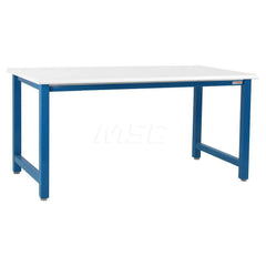 Stationary Work Bench: 120″ Wide, 36″ Deep, 34″ High, Light Blue & White 6,600 lb Capacity