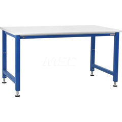 Stationary Work Bench: 72″ Wide, 30″ Deep, 42″ High, Light Blue & White 1,000 lb Capacity