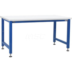 Stationary Work Bench: 60″ Wide, 30″ Deep, 42″ High, Light Blue & White 1,000 lb Capacity