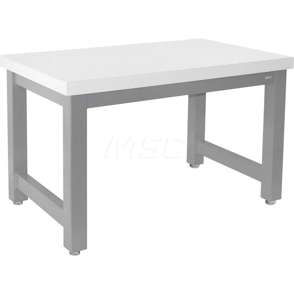 Stationary Work Bench: 168″ Wide, 34″ Deep, 34″ High, Gray & White 20,000 lb Capacity