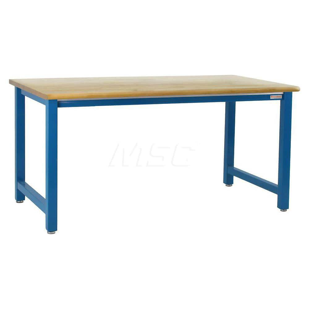 Stationary Work Bench: 96″ Wide, 24″ Deep, 34″ High, Light Blue 6,600 lb Capacity