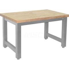 Stationary Work Bench: 60″ Wide, 24″ Deep, 34″ High, Gray 20,000 lb Capacity