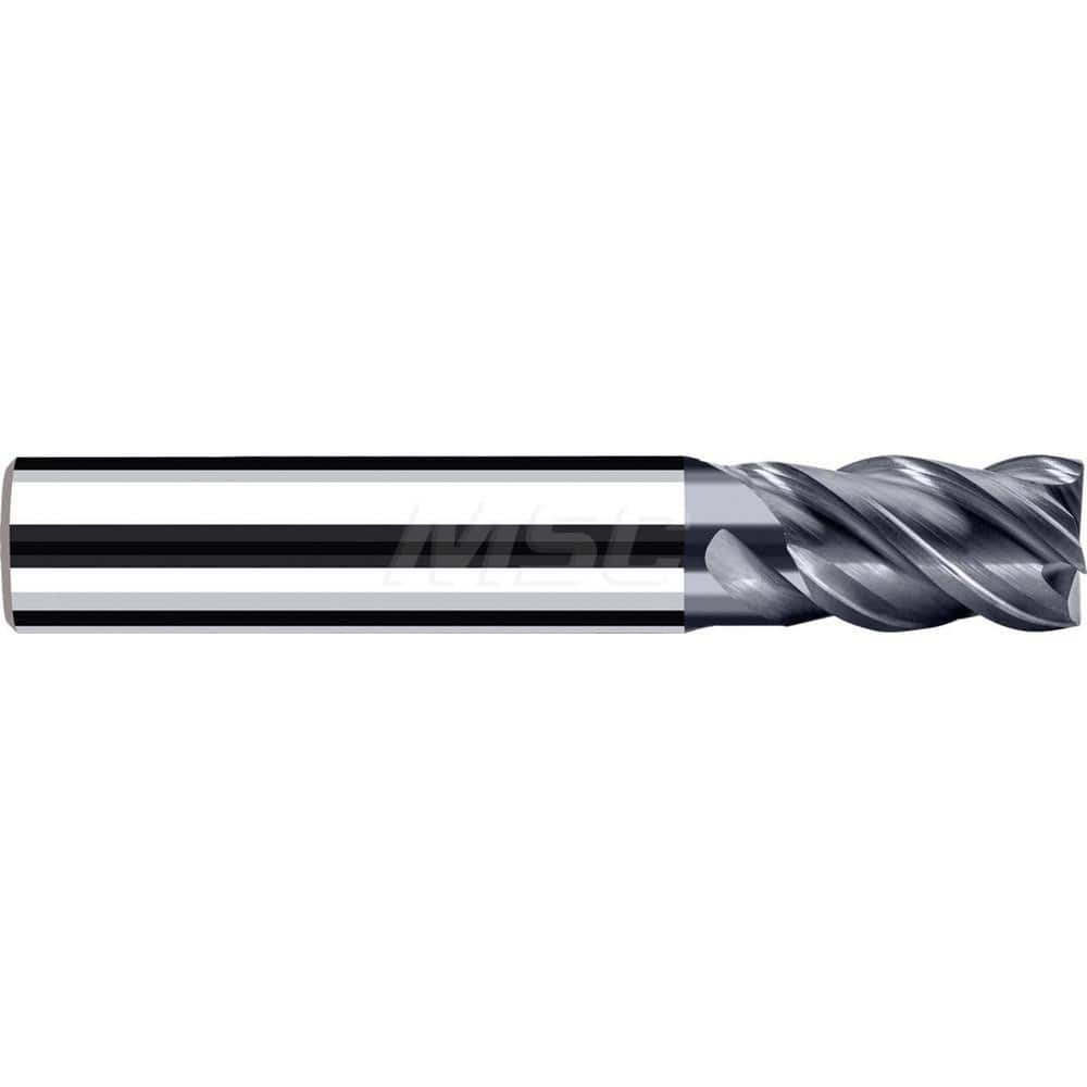 Square End Mill: 3/8'' Dia, 3/4'' LOC, 3/8'' Shank Dia, 2-3/4'' OAL, 4 Flutes, Solid Carbide Single End, Polychrom Finish, Spiral Flute, 45 ™ Variable Helix, Centercutting, RH Cut, RH Flute, Series E-Cut