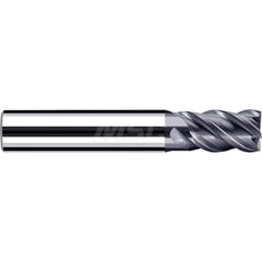 Square End Mill: 3/8'' Dia, 3/4'' LOC, 3/8'' Shank Dia, 2-3/4'' OAL, 4 Flutes, Solid Carbide Single End, Polychrom Finish, Spiral Flute, 45 ™ Variable Helix, Centercutting, RH Cut, RH Flute, Series E-Cut