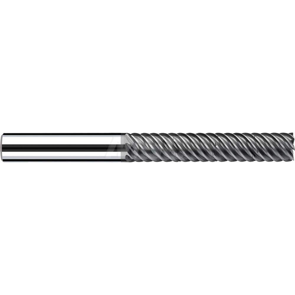 Square End Mill: 5/8'' Dia, 3-1/4'' LOC, 5/8'' Shank Dia, 5-1/2'' OAL, 7 Flutes, Solid Carbide Single End, Polychrom Finish, Spiral Flute, 55 ™ Variable Helix, RH Cut, RH Flute, Series E-Cut