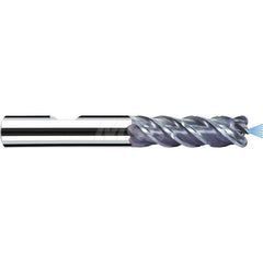 Corner Radius End Mill: 0.6299″ Dia, 2.0866″ LOC, 0.0394″ Radius, 4 Flutes, Solid Carbide 4.252″ OAL, 0.6299″ Shank Dia, 45 ° Helix, Polychrome Coated, Corner Radius End, Series MB-RNVDS