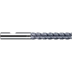 Square End Mill: 3/4'' Dia, 4'' LOC, 3/4'' Shank Dia, 6-1/2'' OAL, 4 Flutes, Solid Carbide Single End, Polychrom Finish, Spiral Flute, 45 ™ Variable Helix, Centercutting, RH Cut, RH Flute, Series E-Cut