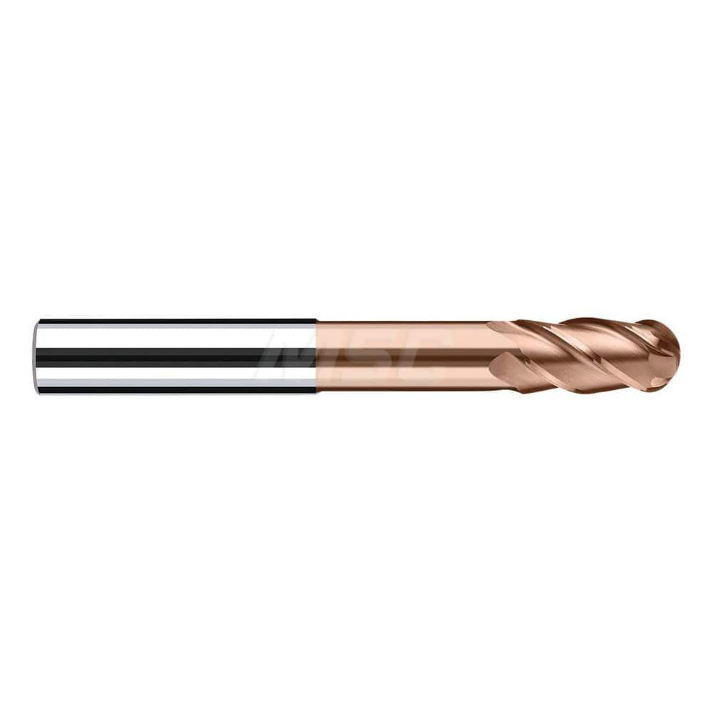 Ball End Mill: 4.9213″ Dia, 1.2598″ LOC, 4 Flute, Solid Carbide 125 mm OAL, 16 mm Shank Dia, 40 ° Helix, Duro-Si Coated, Single End, Series Sphero-X