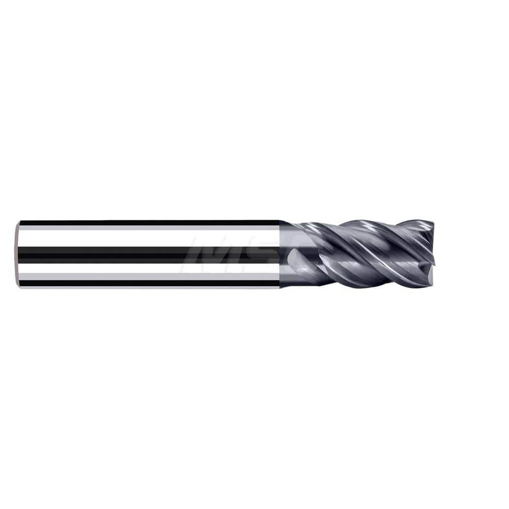 Square End Mill: 3/8'' Dia, 9/16'' LOC, 3/8'' Shank Dia, 2-3/4'' OAL, 4 Flutes, Solid Carbide Single End, Polychrom Finish, Spiral Flute, 45 ™ Variable Helix, Centercutting, RH Cut, RH Flute, Series E-Cut