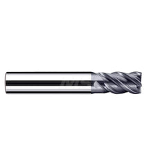 Square End Mill: 1/16'' Dia, 3/32'' LOC, 1/4'' Shank Dia, 2-1/4'' OAL, 4 Flutes, Solid Carbide Single End, Polychrom Finish, Spiral Flute, 45 ™ Variable Helix, Centercutting, RH Cut, RH Flute, Series E-Cut