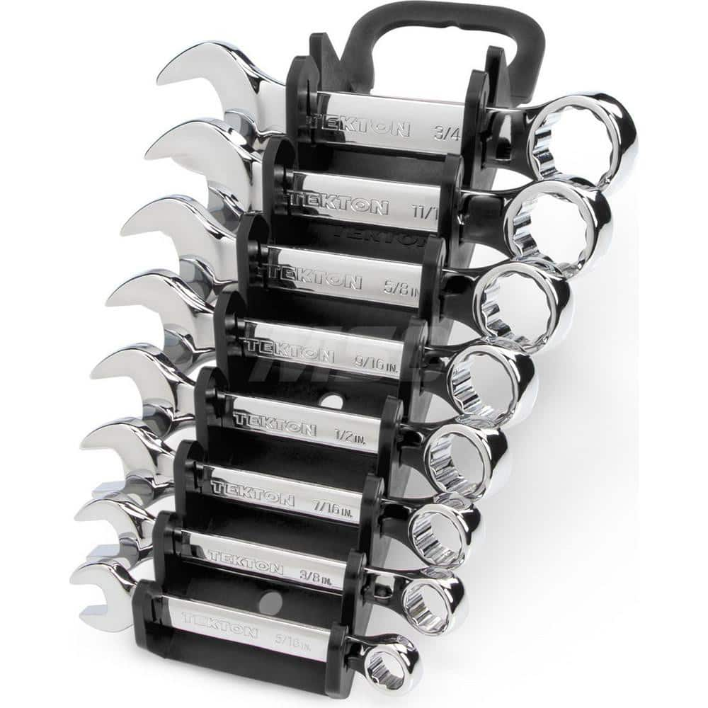 Wrench Set: 8 Pc, Inch Chrome-Plated