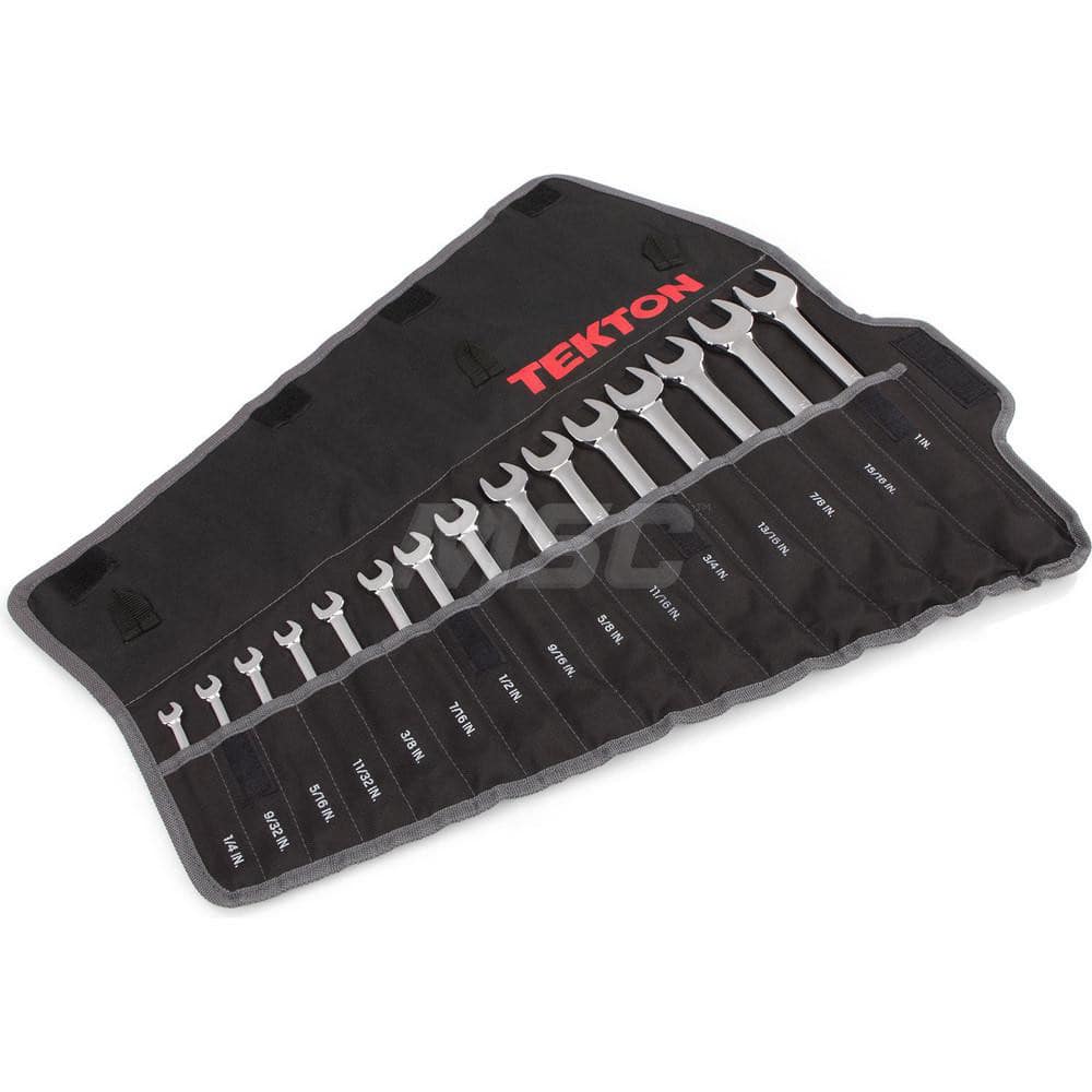 Wrench Set: 15 Pc, Inch Chrome-Plated