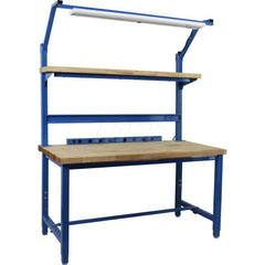 Stationary Work Bench: 60″ Wide, 30″ Deep, 36″ High, Light Blue