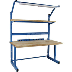 Stationary Work Bench: 72″ Wide, 30″ Deep, 36″ High, Light Blue