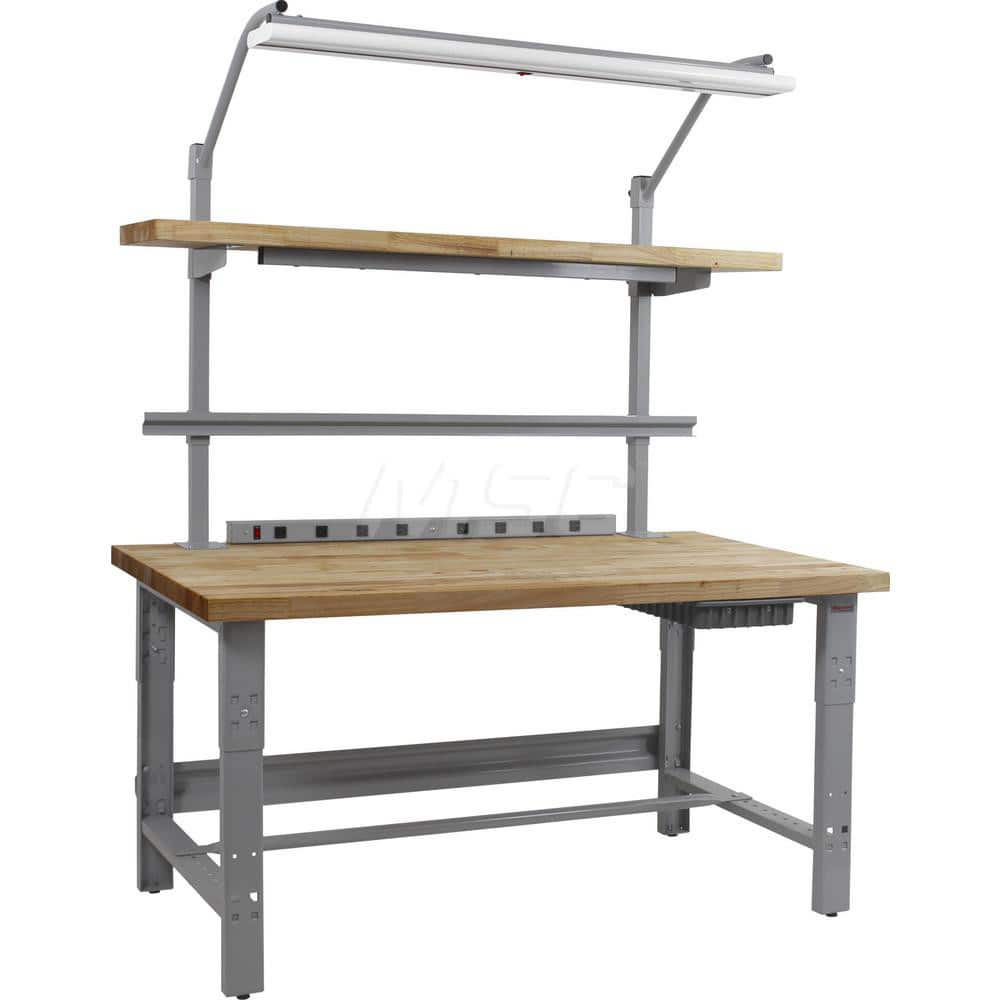 Stationary Work Bench: 72″ Wide, 30″ Deep, 36″ High, Gray