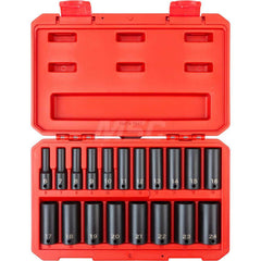 Socket Set: 3/8″ Drive 6 to 24 mm Socket, 6 Point