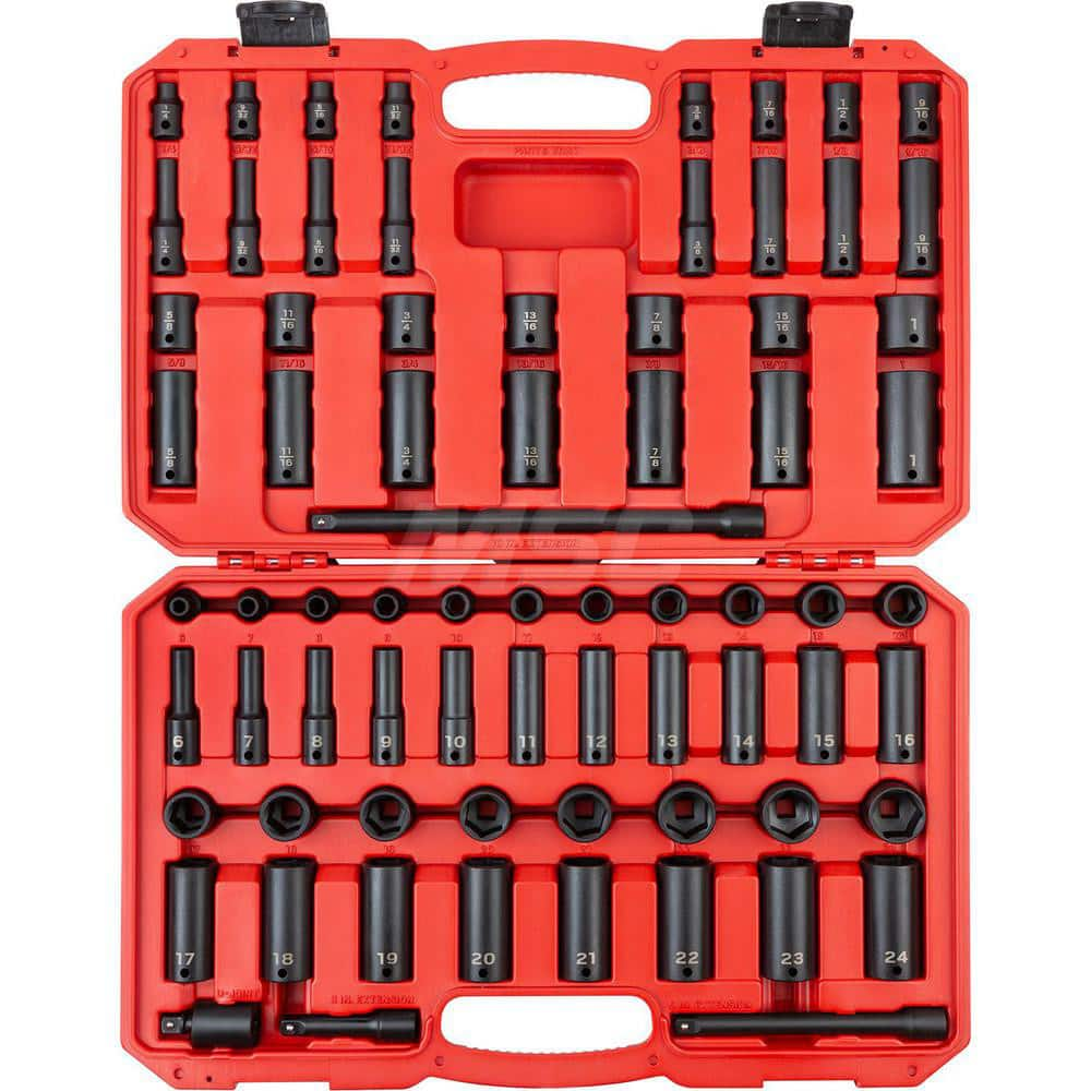 Socket Set: 3/8″ Drive 6 to 24 mm Socket, 6 Point