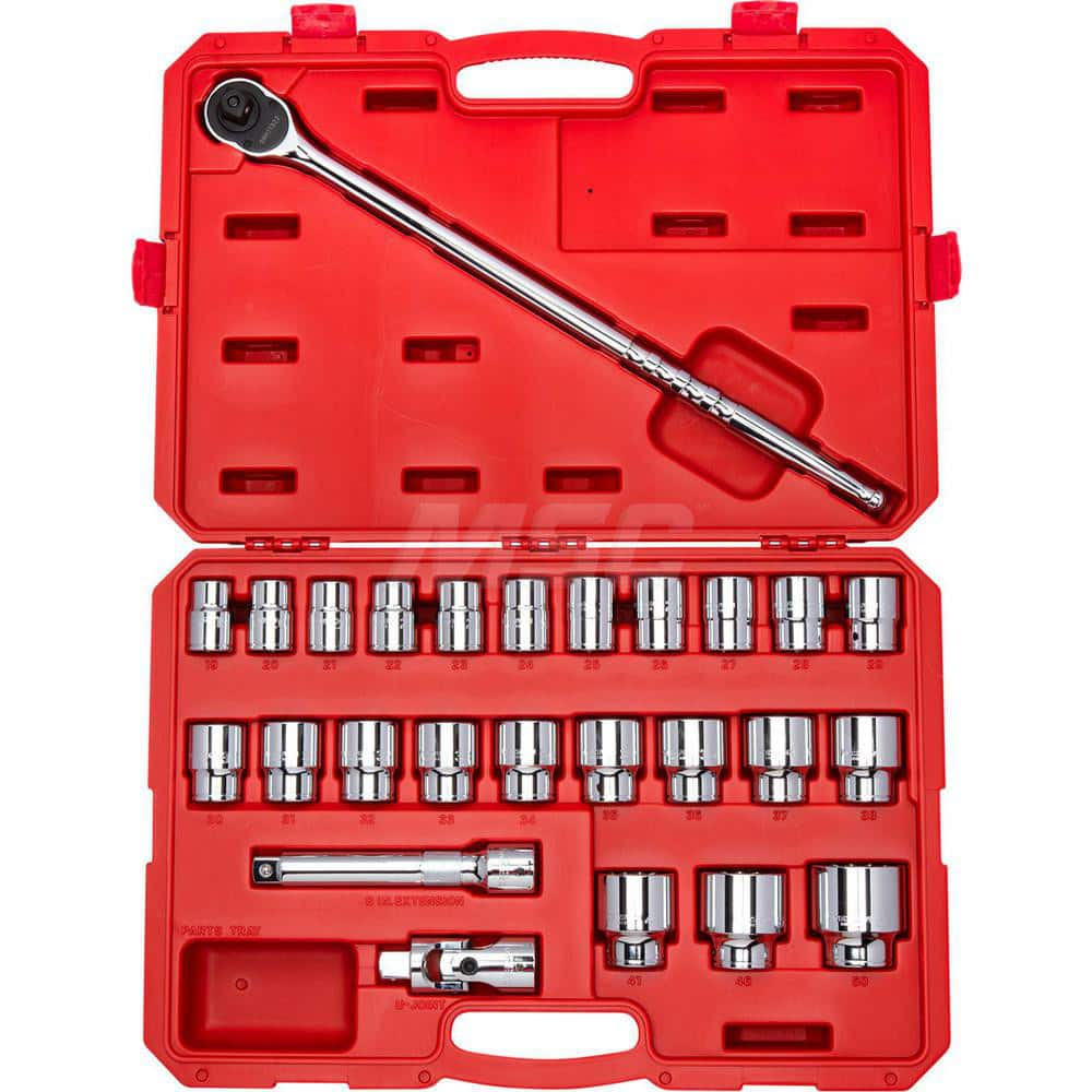 Socket Set: 3/4″ Drive 19 to 50 mm Socket, 12 Point