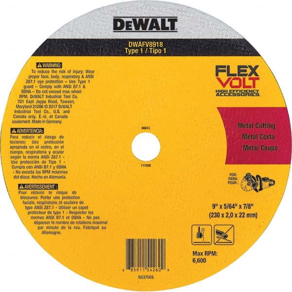 DeWALT - 9 x 5/64, 7/8" Hole 36 Grit Ceramic Cutoff Wheel - Benchmark Tooling