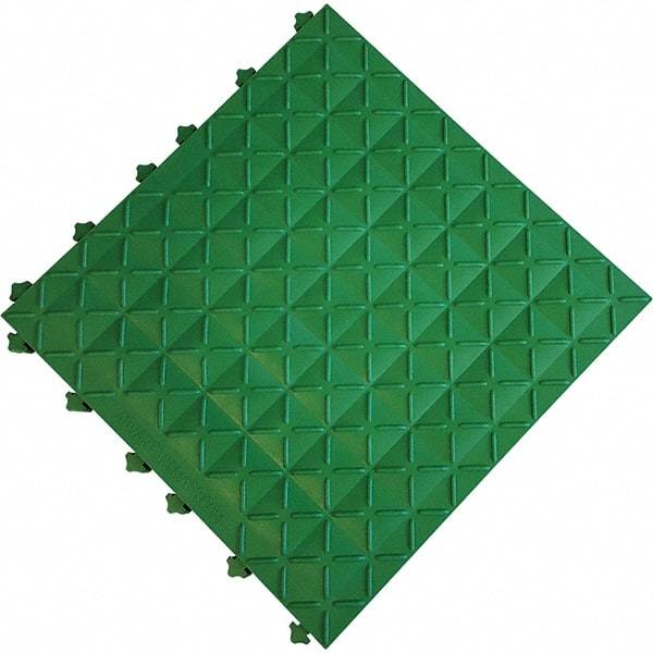 Ergo Advantage - 18" Long x 18" Wide x 1" Thick, Anti-Fatigue Modular Matting Anti-Fatigue Flooring - 2 Interlocking Sides, Green, For Dry Areas - Benchmark Tooling