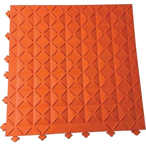 Ergo Advantage - 18" Long x 18" Wide x 1" Thick, Anti-Fatigue Modular Matting Anti-Fatigue Flooring - 2 Interlocking Sides, Orange, For Dry Areas - Benchmark Tooling