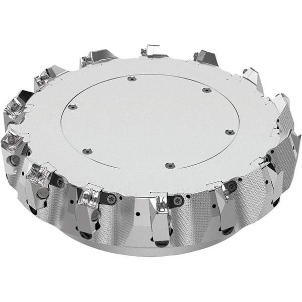 Seco - 10" Cut Diam, 2-1/2" Arbor Hole, 0.236" Max Depth of Cut, 48° Indexable Chamfer & Angle Face Mill - 14 Inserts, SN.. Insert, Right Hand Cut, 14 Flutes, Through Coolant, Series R220.54 - Benchmark Tooling