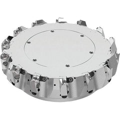 Seco - 10" Cut Diam, 2-1/2" Arbor Hole, 0.236" Max Depth of Cut, 48° Indexable Chamfer & Angle Face Mill - 14 Inserts, SN.. Insert, Right Hand Cut, 14 Flutes, Through Coolant, Series R220.54 - Benchmark Tooling