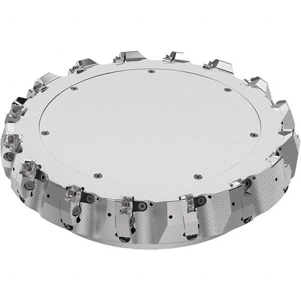 Seco - 12-1/2" Cut Diam, 2-1/2" Arbor Hole, 0.315" Max Depth of Cut, 71° Indexable Chamfer & Angle Face Mill - 16 Inserts, SN.. Insert, Right Hand Cut, 16 Flutes, Through Coolant, Series R220.56 - Benchmark Tooling