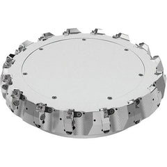 Seco - 12-1/2" Cut Diam, 2-1/2" Arbor Hole, 0.315" Max Depth of Cut, 71° Indexable Chamfer & Angle Face Mill - 16 Inserts, SN.. Insert, Right Hand Cut, 16 Flutes, Through Coolant, Series R220.56 - Benchmark Tooling