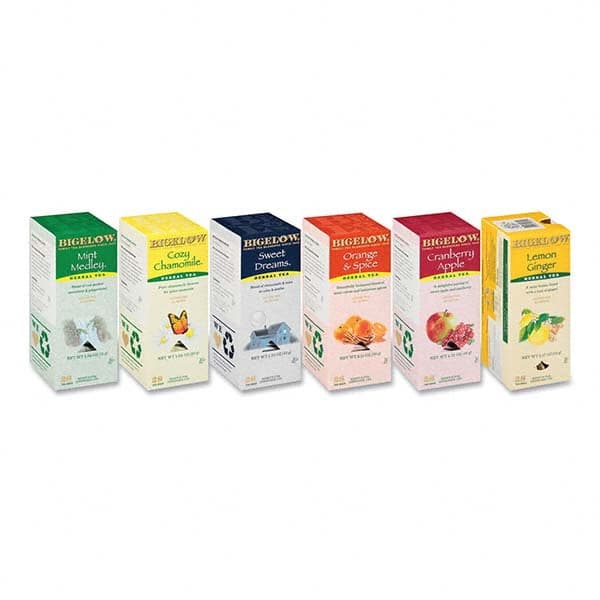 Bigelow - Coffee, Tea & Accessories Breakroom Accessory Type: Tea Bags Breakroom Accessory Description: Assorted Tea Packs, Six Flavors, 28/Box, 168/Carton - Benchmark Tooling