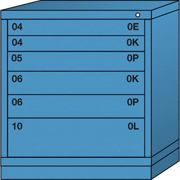Lyon - 6 Drawer, Standard Bench Height - Multiple Drawer Access Cabinet - Steel, 30" Wide x 28-1/4" Deep x 33-1/4" High, Wedgewood Blue - Benchmark Tooling