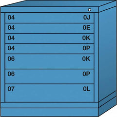 Lyon - 7 Drawer, Standard Bench Height - Multiple Drawer Access Cabinet - Steel, 30" Wide x 28-1/4" Deep x 33-1/4" High, Wedgewood Blue - Benchmark Tooling