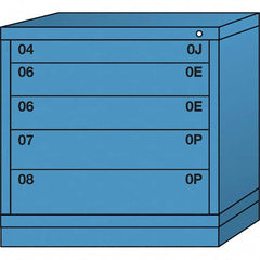 Lyon - 5 Drawer, Standard Table Height - Multiple Drawer Access Cabinet - Steel, 30" Wide x 28-1/4" Deep x 30-1/8" High, Wedgewood Blue - Benchmark Tooling