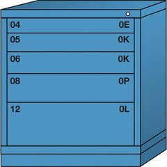 Lyon - 5 Drawer, Standard Bench Height - Single Drawer Access Cabinet - Steel, 30" Wide x 28-1/4" Deep x 33-1/4" High, Wedgewood Blue - Benchmark Tooling