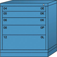 Lyon - 5 Drawer, Standard Bench Height - Multiple Drawer Access Cabinet - Steel, 30" Wide x 28-1/4" Deep x 33-1/4" High, Wedgewood Blue - Benchmark Tooling