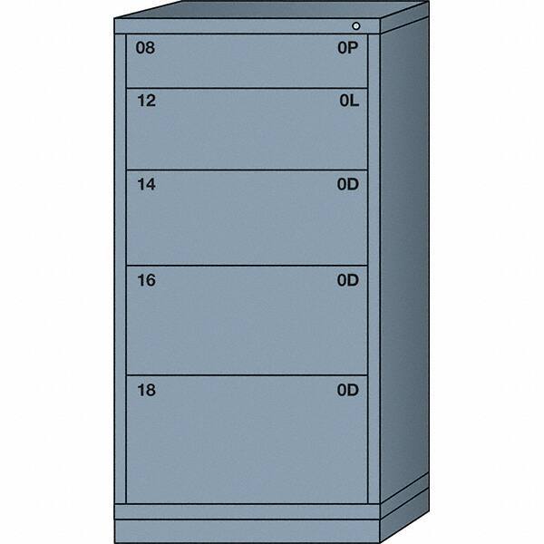 Lyon - 5 Drawer, Standard Eye-Level - Single Drawer Access Cabinet - Steel, 30" Wide x 28-1/4" Deep x 59-1/4" High, Dove Gray - Benchmark Tooling