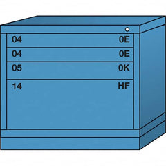 Lyon - 4 Drawer, Standard Desk Height - Single Drawer Access Cabinet - Steel, 30" Wide x 28-1/4" Deep x 26-7/8" High, Wedgewood Blue - Benchmark Tooling